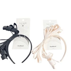 Set of 2 Kate Spade white black Bow Headband Set Party glam Accessory gift